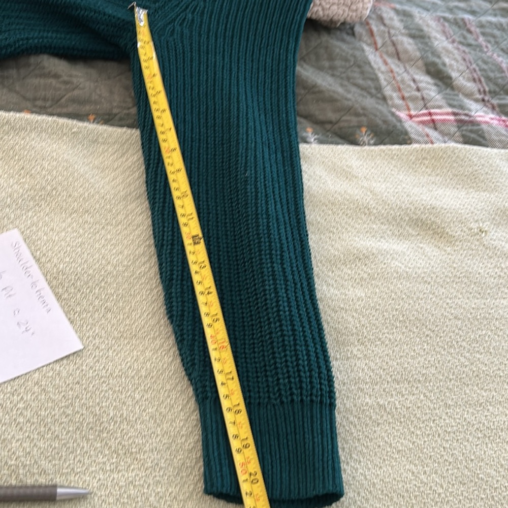 J. Jill Forest Green Crew Neck Sweater with Cable Knit - Picture 6 of 7